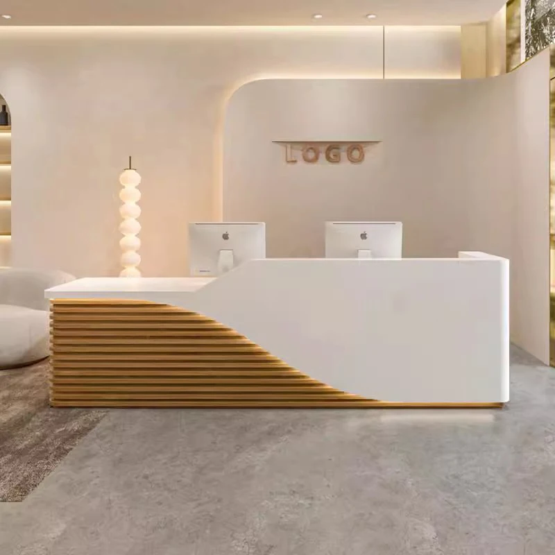 

Custom Round Gym Reception Desk Modern Hotel White Front Desk Reception Counter