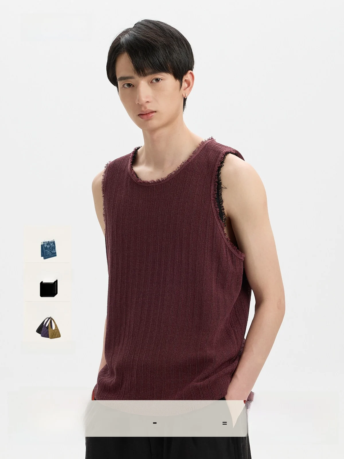 

Lightweight Breathable Sweat Absorbing Cool Feeling Knitted Vest Men's Retro Loose Hollow out Frayed Commute Style Vest