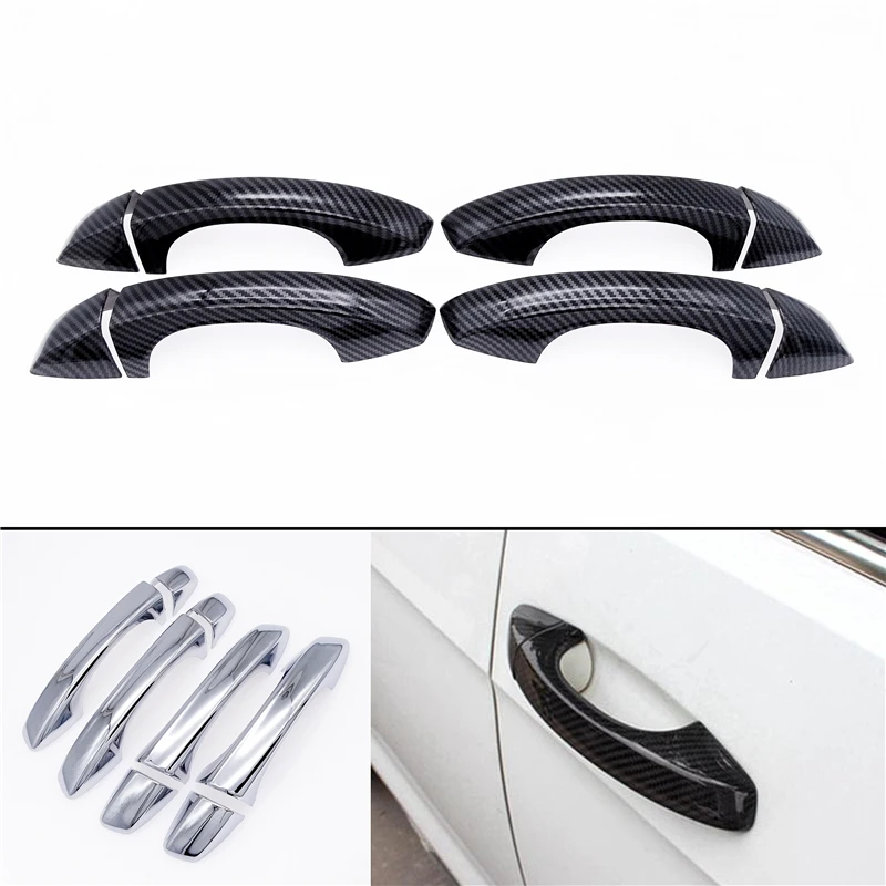 4pcs for Skoda Octavia A7 VW Golf 7 2014-2018 Car Side Door Handle Chrome Decoration Cover ABS Carbon Fiber Car Sticker Decor