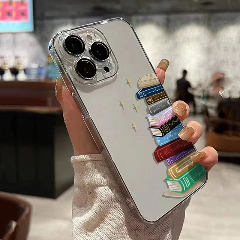 Livros impressão caso de telefone para iphone 16 15 14 13 12 11 pro max mini x xs se 7 8 plus 16e silicone à prova de choque macio transparente capa