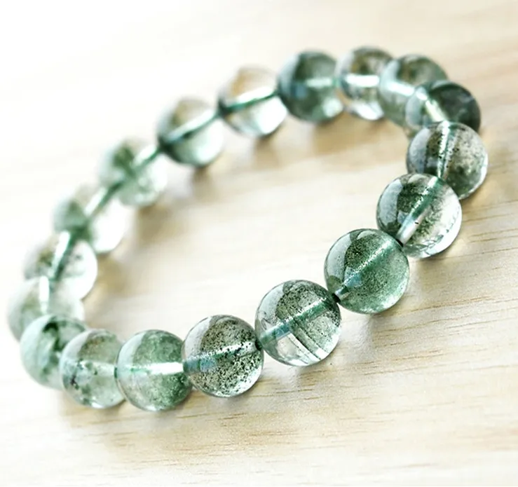 Natural Green Phantom Crystal Garden Bracelet Clear Round Beads Women Men 8mm 9mm 10mm 11mm 12mm 13mm 14mm AAAAAA