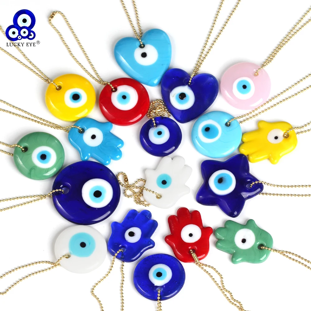 Oeil porte-bonheur turc mauvais œil tenture murale verre rond main de Fatima coeur étoile pendentif porte-clés voiture porte-clés pour femmes hommes bijoux