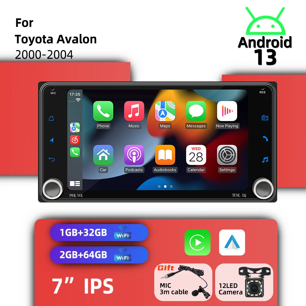 

For Toyota Avalon 2000-2004 Android Radio 2Din Car Multimedia Head Unit GPS Stereo 7" Screen Wireless Carplay Autoradio