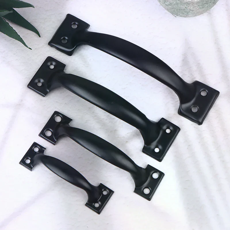 2 قطعة مقبض الباب + 8 قطعة مسامير مقبض الباب الحديد مقبض البوابة سحب ل انزلاق أبواب الحظيرة بوابات المرآب حظائر نافذة تسحب المقبض