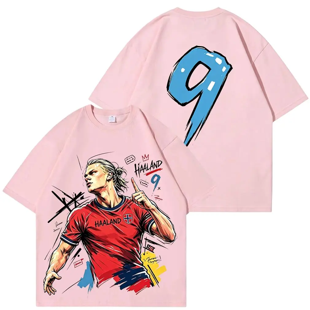 Hot selling retro Norway Kawaii pixel gaming style football cartoon printed short sleeved men women street casual sports T-shirt