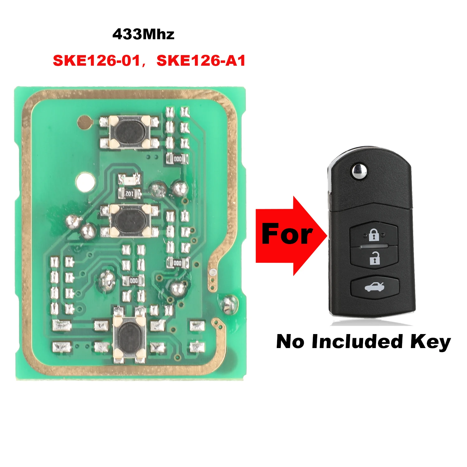 jingyuqin Remote Board Only Car Key For Mazda M2 Demio M3 Axela M5 Premacy M6 Atenza SKE126-01,SKE126-A1 433Mhz