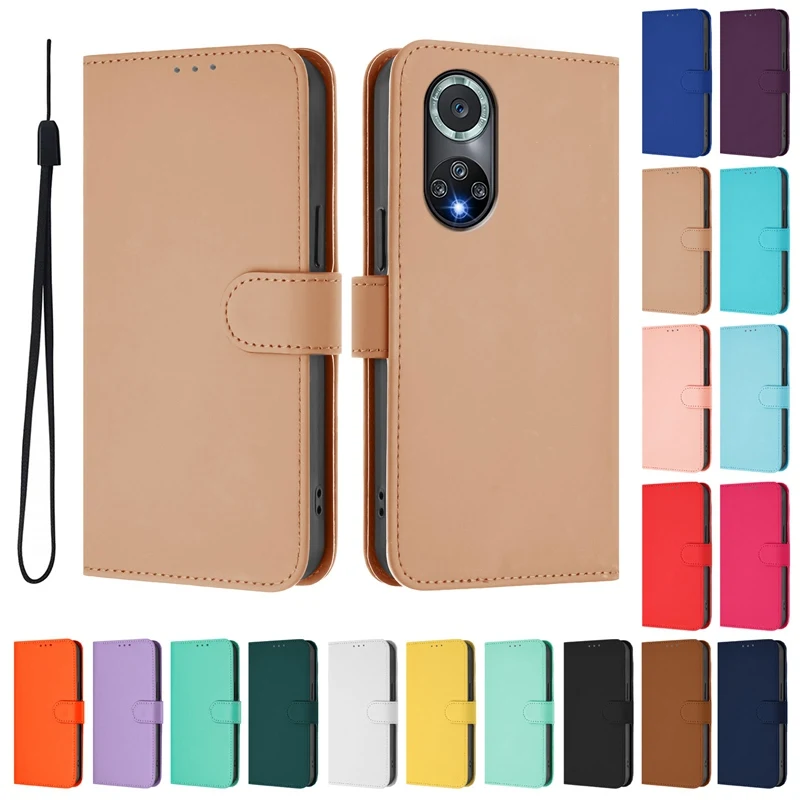 Honor50Pro Case For Honor 50 Pro Wallet Leather Flip Case honor50Pro Protective Pattern Card Slot Book Cover Solid Color Fundas