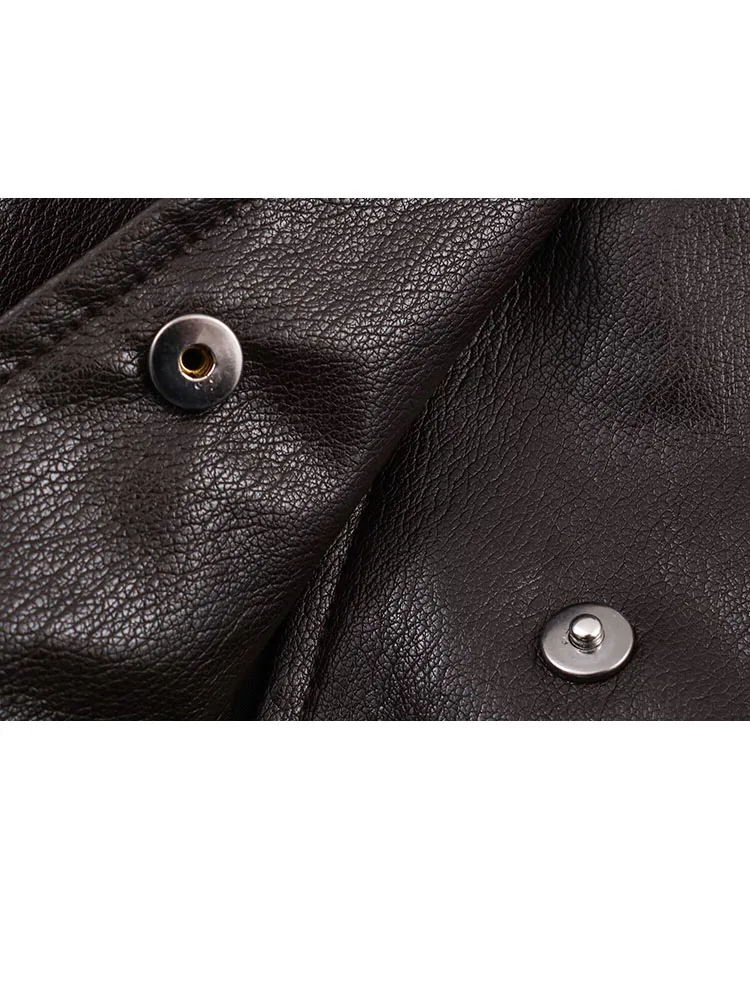 여성용 겨울 패션 다용도 인조 가죽 스탠드 칼라 포켓 코트 여성용 하이 스트리트 캐주얼 엘라스틱 헴 아우터웨어