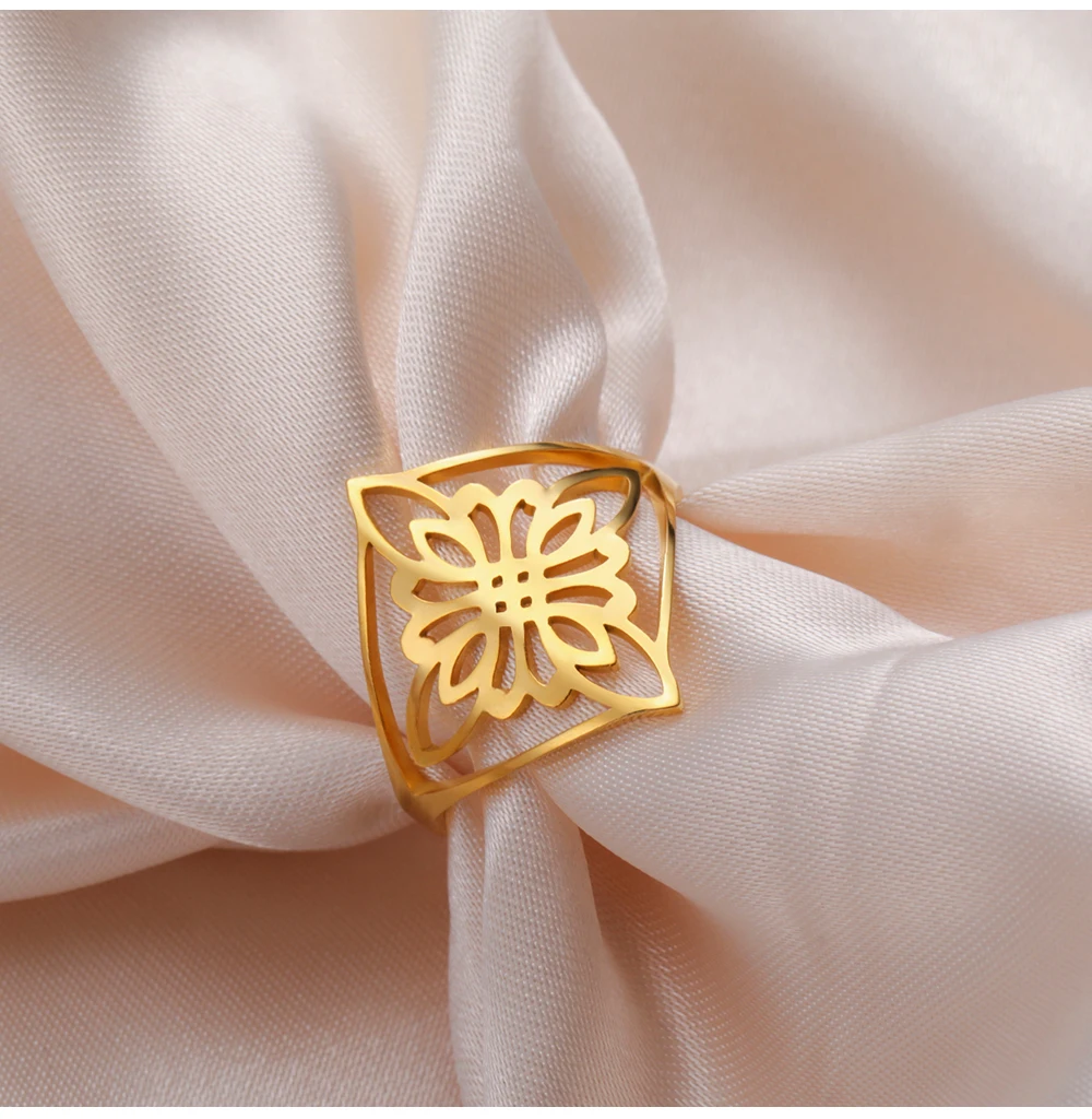 COOLTIME Hexenknoten-Ring für Frauen, Edelstahl, verstellbar, Blume, Irland, keltischer Ring, Schmuck, Geschenk, Großhandel – Detail 10