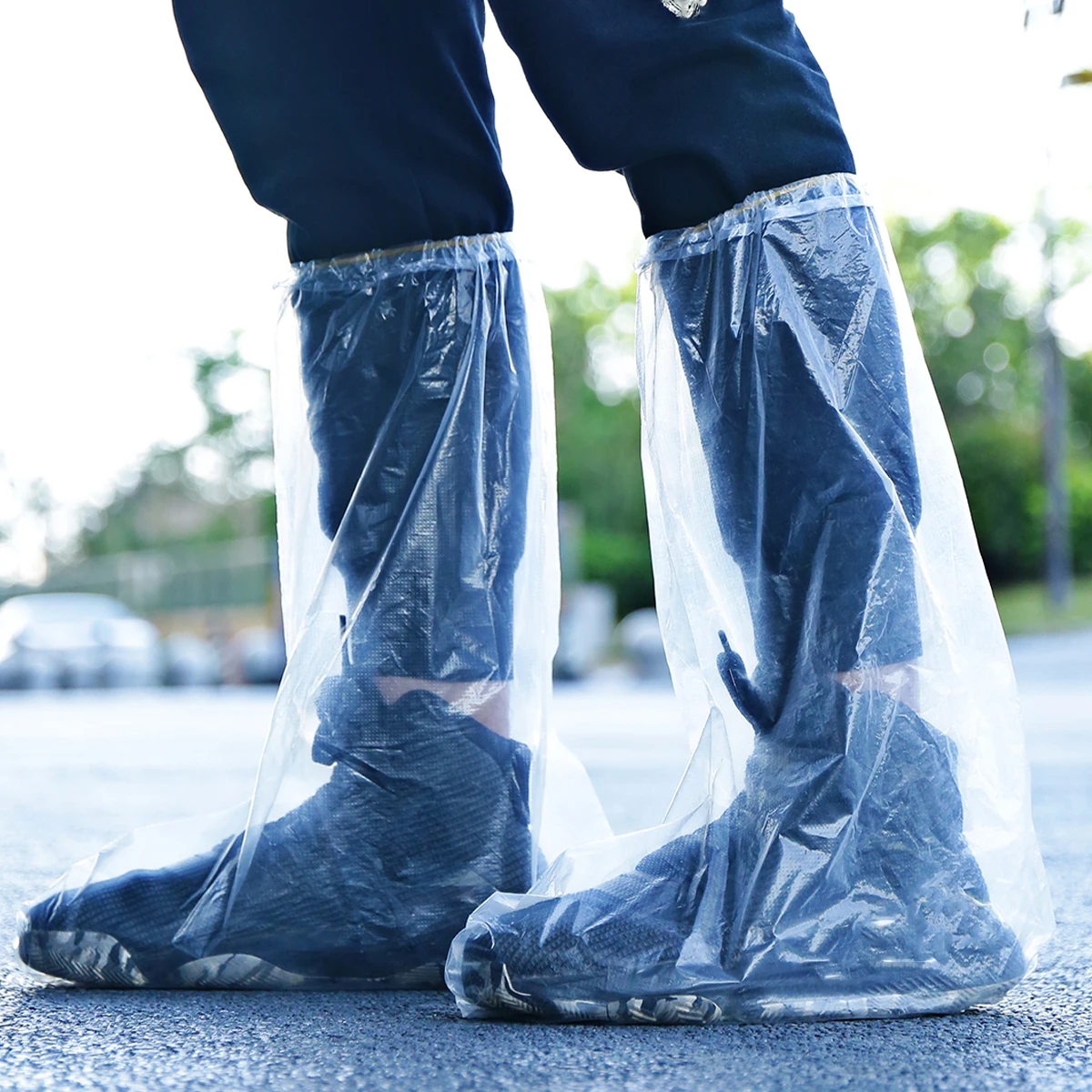 

10pcs Waterproof Long Boot Covers Disposable High Top Shoe Transparent Anti Dust Protective Cases Mud Snow Rain