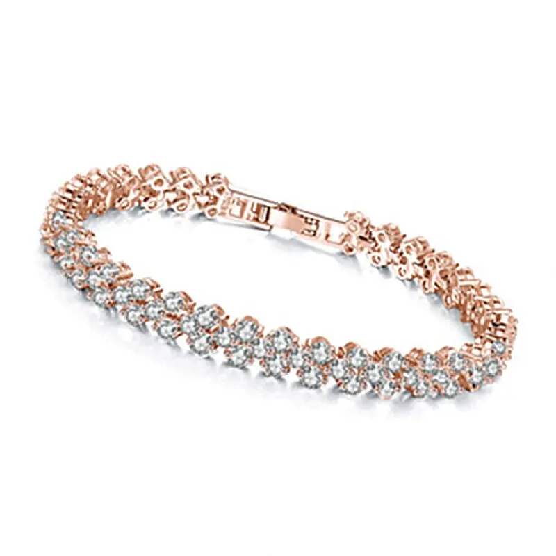 Bracelets de luxe en cristal romain pour femmes, chaîne géométrique, tendance, Goth, strass complets, breloques, accessoires bijoux de mariage, 2024