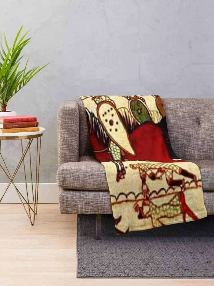 Battle of Hasting Bayeux Scene Throw Blanket Decorative Sofa Weighted Decorative Sofas manga Blankets