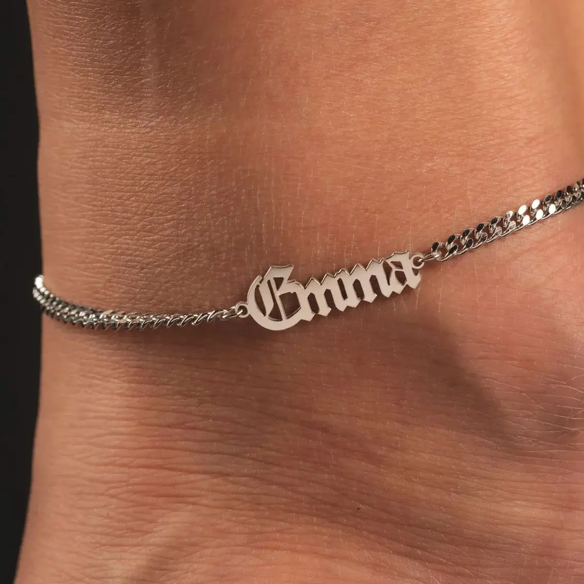 Stainless Steel Custom Cuban Chain Name Anklet for Women Men Personalized Nameplate Leg Anklet Daily Wearing Jewelry Accessories
