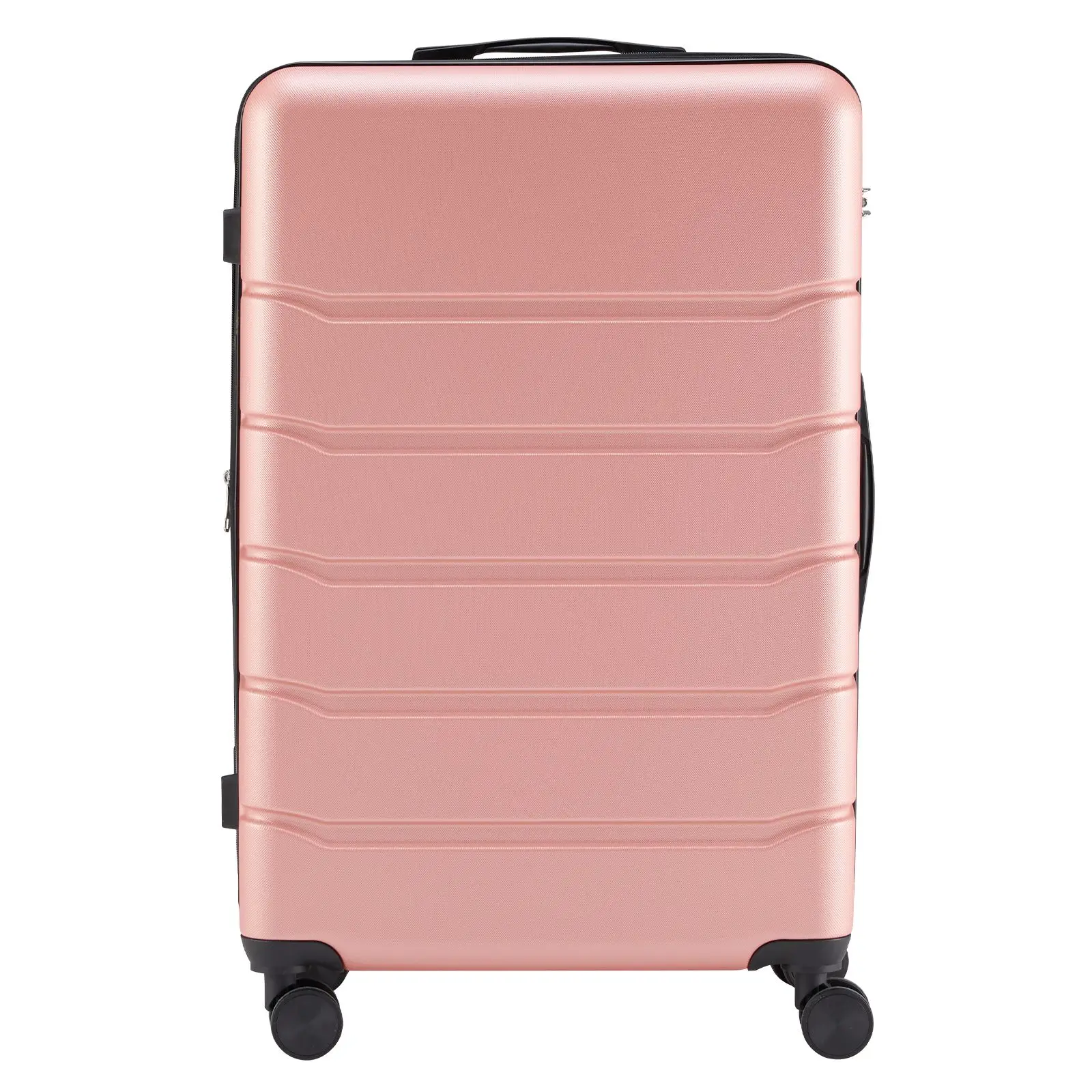 

Hard sided expand suitcase with rotating wheels, TSA lock, retractable handle, Pink, 28"