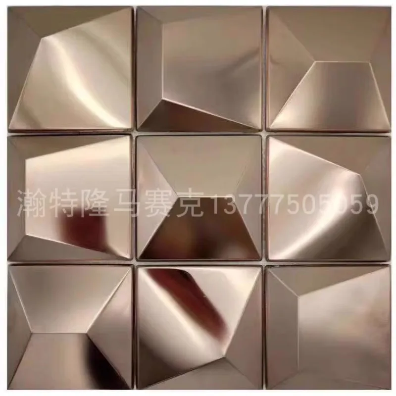 Customized metal stainless steel mosaic with high and low slopes, 3D three-dimensional wall tiles, KTV background wall tiles, ba