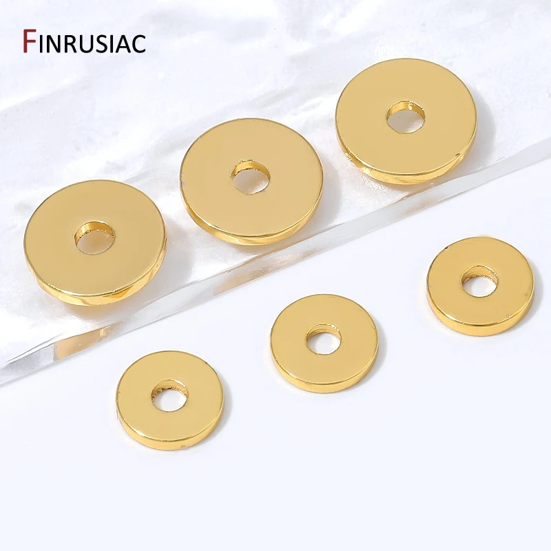 18K Gold Plated Brass Flat Disc Spacer Beads, Metal Bead Separators For DIY Bracelet Necklace Pearl Jewelry Making Findings view 4