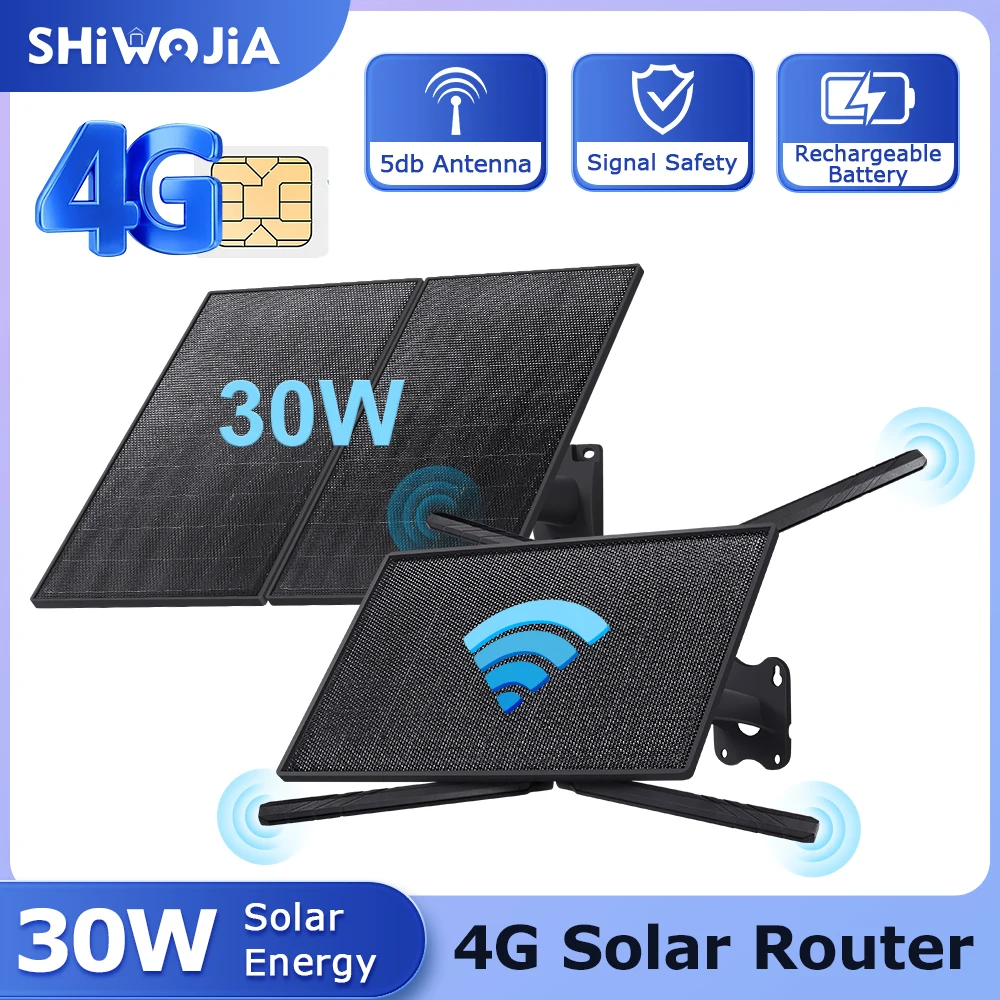 

SHIWOJIA 10W 20W 30W 4G SIM Card Solar Router With Solar Panel 20100mAH Battery Waterproof