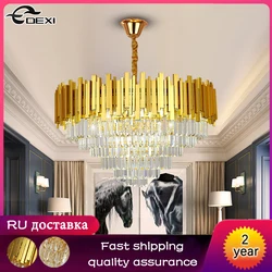Nordic Living Room Bedroom Crystal Chandelier Hotel Villa Chandelier Restaurant Metal Indoor Lighting Fixtures Adjustable Chain