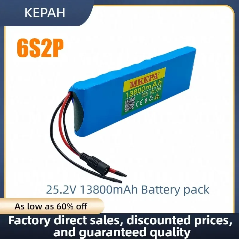 6S2P 24V 13.8Ah 18650 Lithium Battery 25.2V 13800mAh Suitable for fishing lights, camping hood lights, batteries