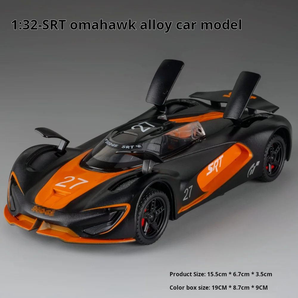 

1: 32 Srt Tomahawk Raceway Edition Alloy Car Model Decoration Doors Can Open Children's Pull-Back Toy Car Birthday Gift
