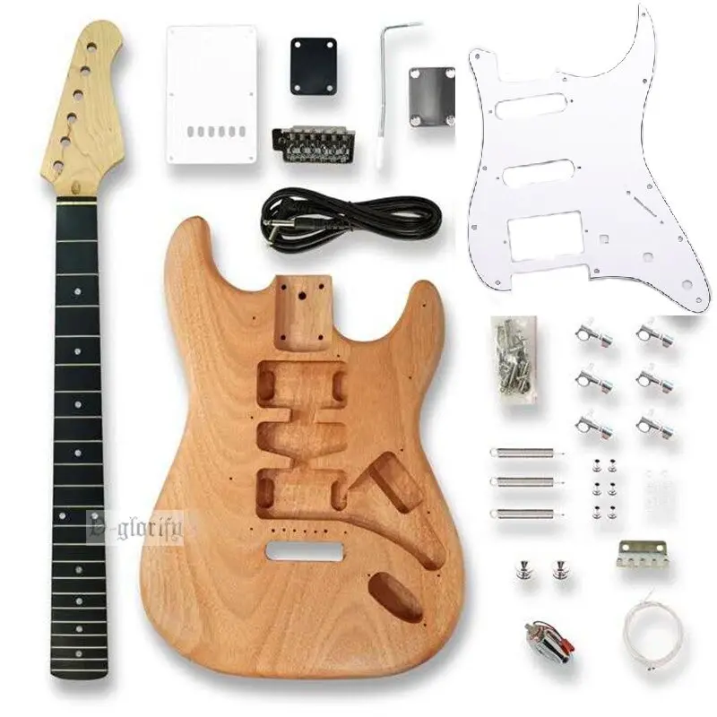 DIY Electric Guitar Kit Double Locking Tremolo 6 String 22 Frets Full Complete Set Student Custom Assembly Gear