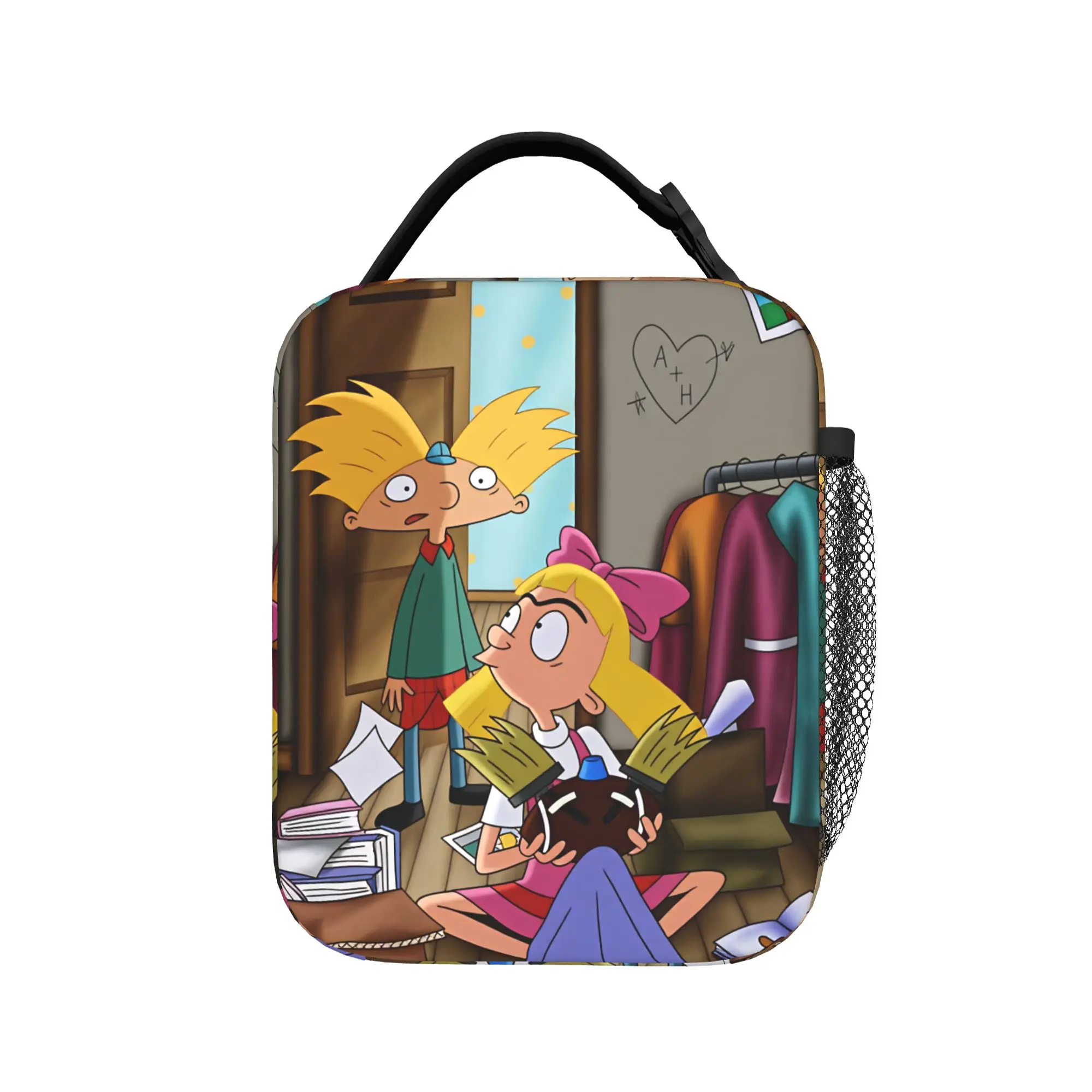 Hey Arnold Anime Lunch Bag  Portable Insulated Lunch Box Unisex Outdoor Picnic Graphic Cooler Bag Oxford Thermal Tote Handbags