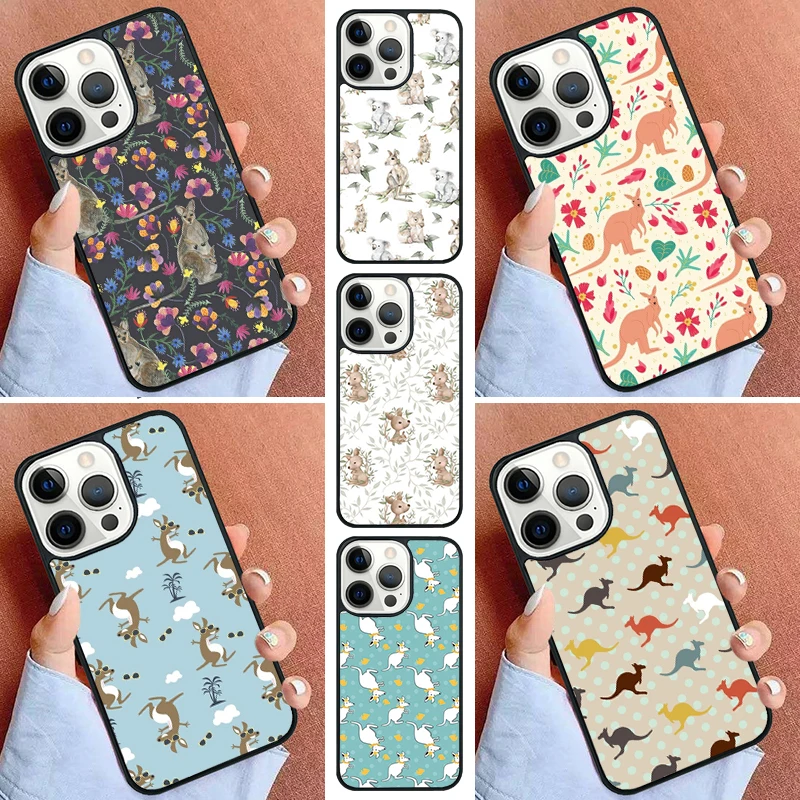 Cute Kangaroo Phone Case For iPhone 16 15 14 Pro max 11 13 12 Mini Max SE 2020 6S 7 8 Plus Cover Capa