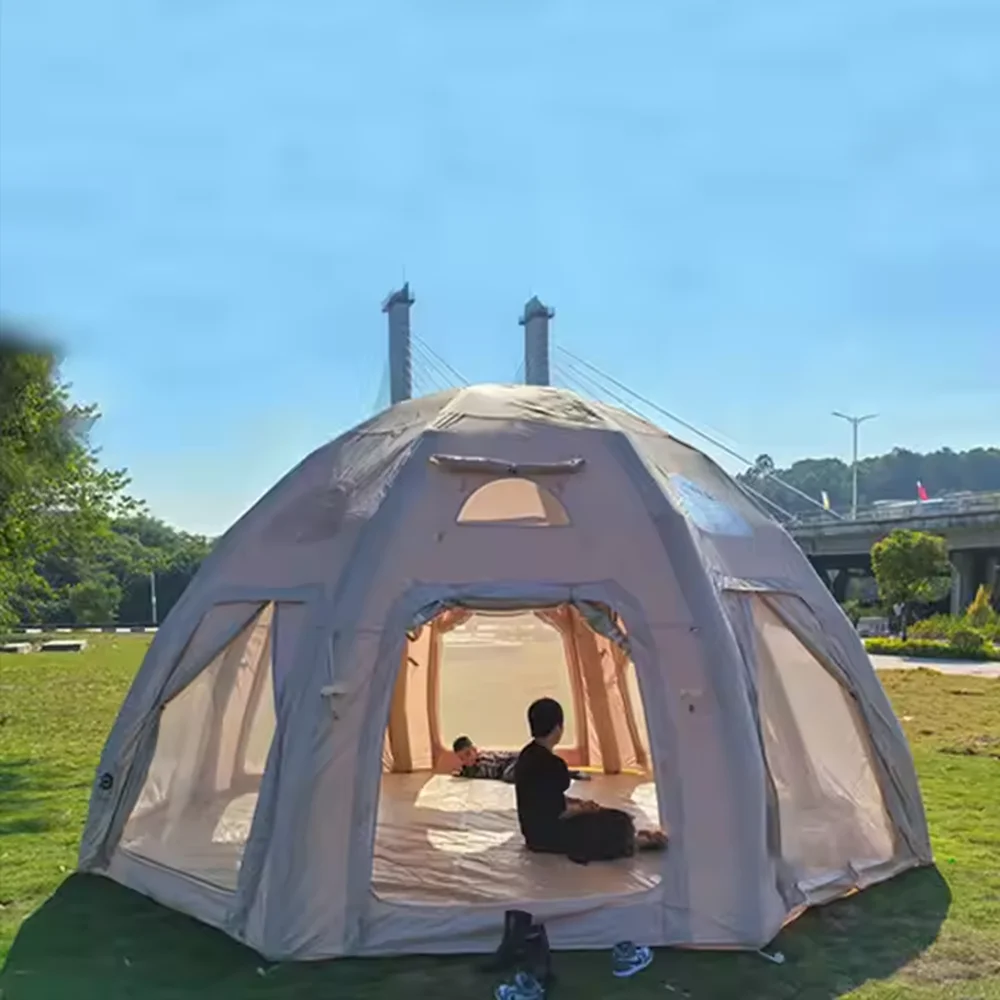 جولة قصر نمط الأسرة قبة منزل المتضخم قوي أنبوب بولي كلوريد الفينيل نفخ المأوى الهواء الخيام التخييم في الهواء الطلق