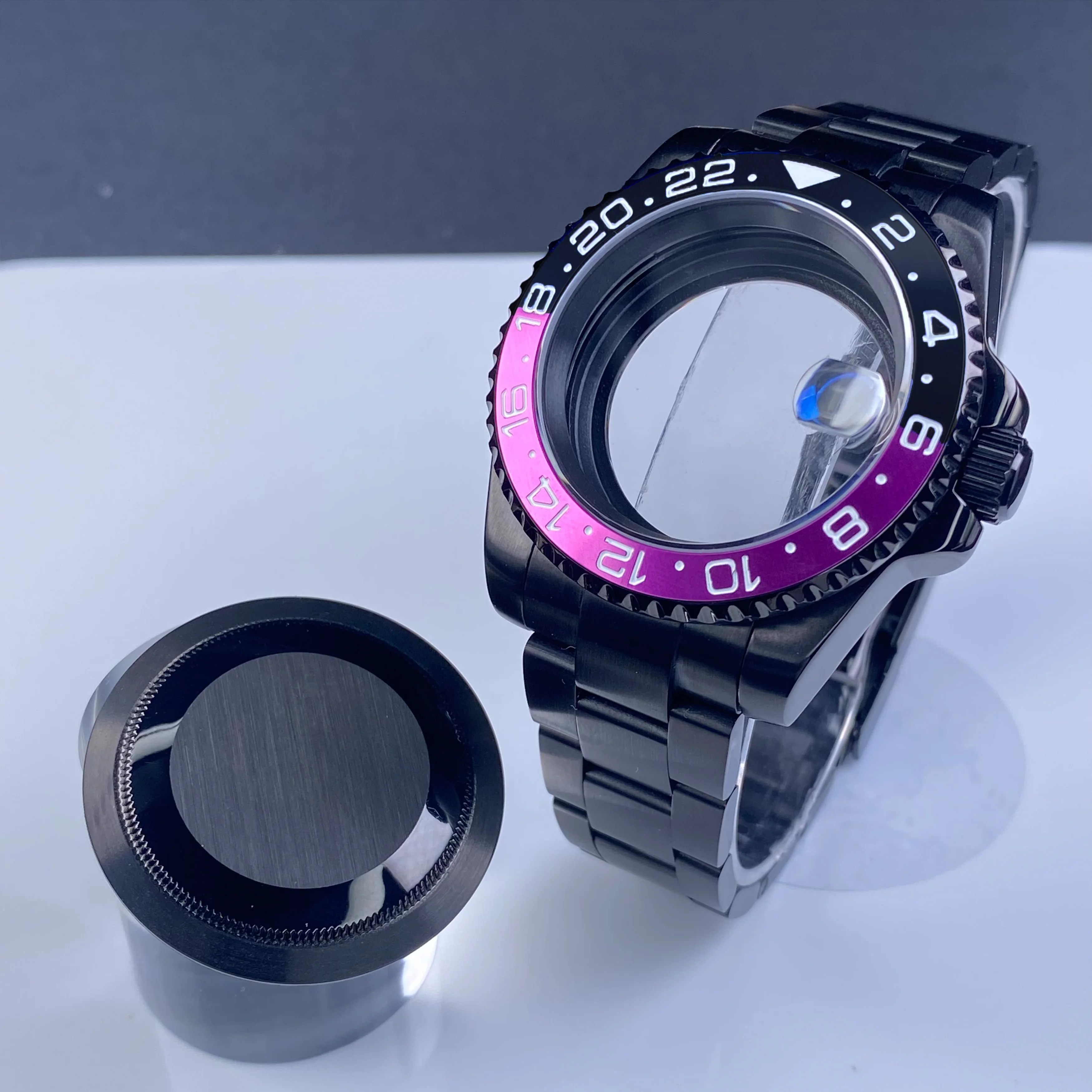 40mm Black NH35 watch case Sapphire Stainless 120 clicks Fit Alloy/Ceramic Bezel NH34 NH35 NH36 Movement 28.5 Dial Case