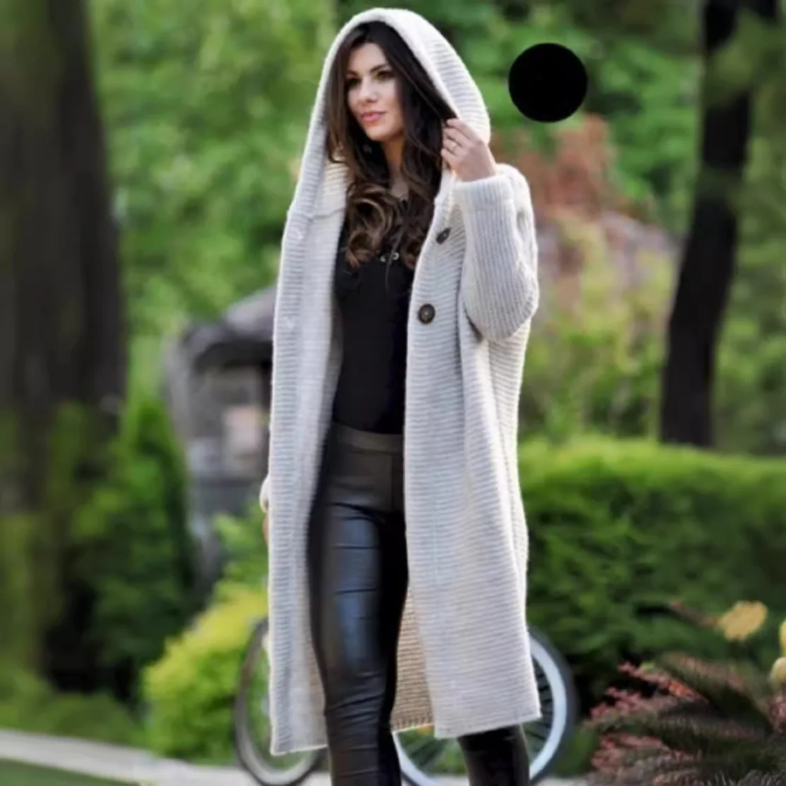 レディース2025新作冬用暖かいプラスサイズニットカーディガン - ミドル丈ファッションカジュアルアウター