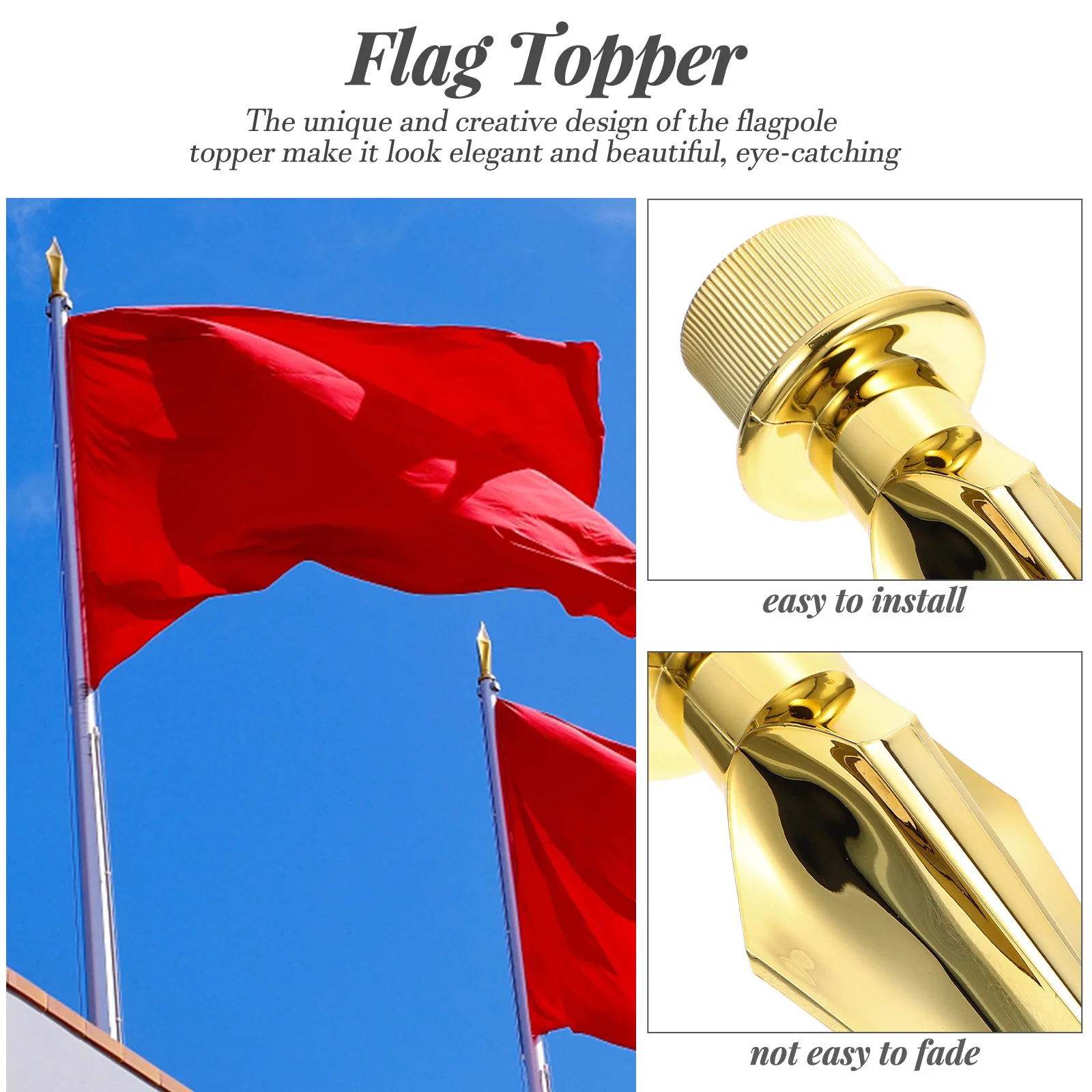 

Plastic Flag Head Durable Flagpole Topper Replacement for Office Conference Holiday Celebration Flag Pole Head