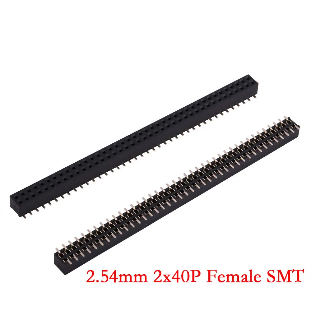 Toonhoogte 2.54mm 1x40Pin 2x40Pin 80Pin Enkele Dubbele Rij Vrouwelijke Mannelijke Header Strip Haakse SMT SMD Ronde Rechte Connector