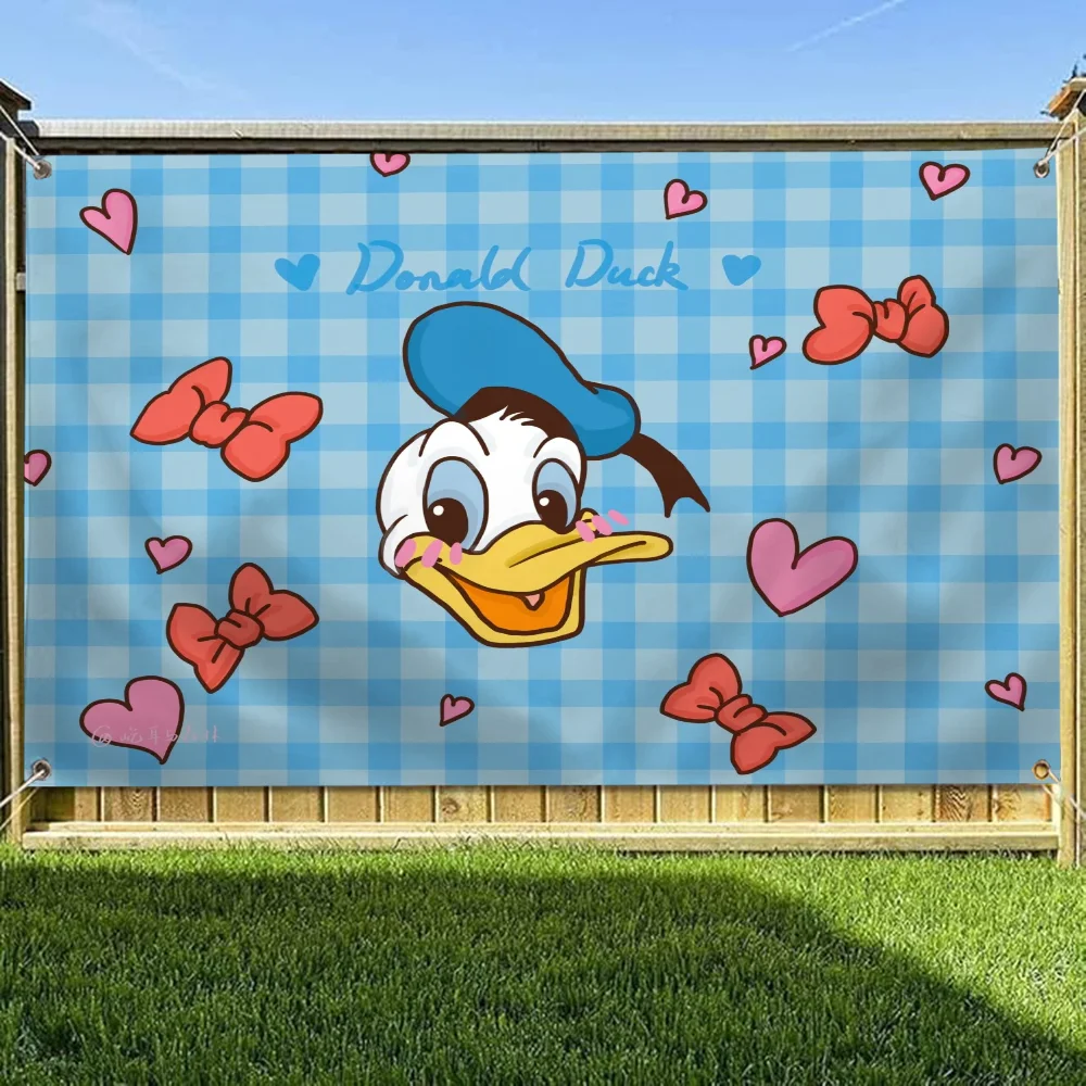 Disney Donald Duck Garage Flag Four Hole Single Sided Flag Polyester Outdoor Decorations Funny Flags and Banners Wall Decoration