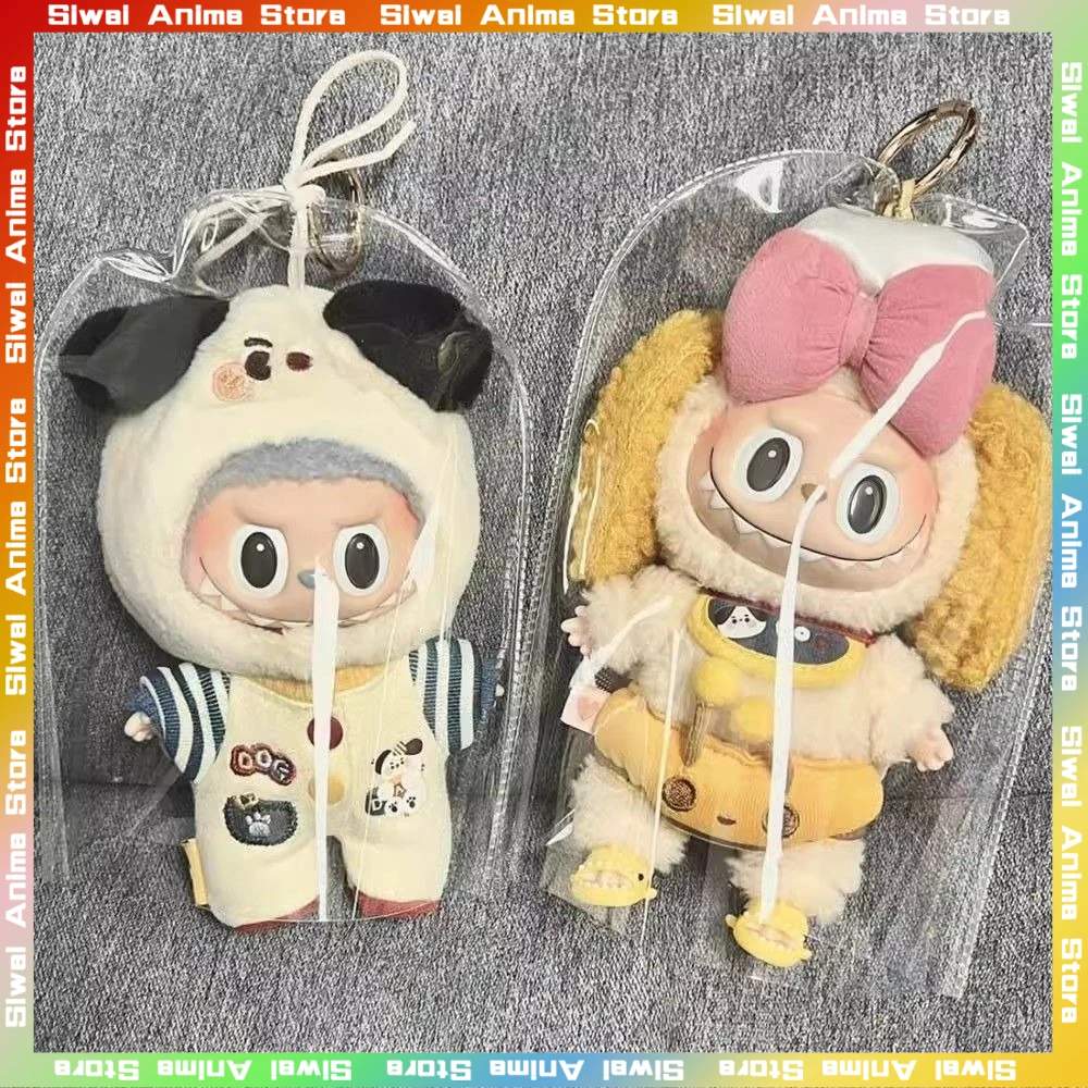 

Прозрачная подвесная сумка Labubu с брелком Kawaii 17 см V1 V2 Labubu, защитный чехол, милые плюшевые аксессуары для кукол, подарки для детей