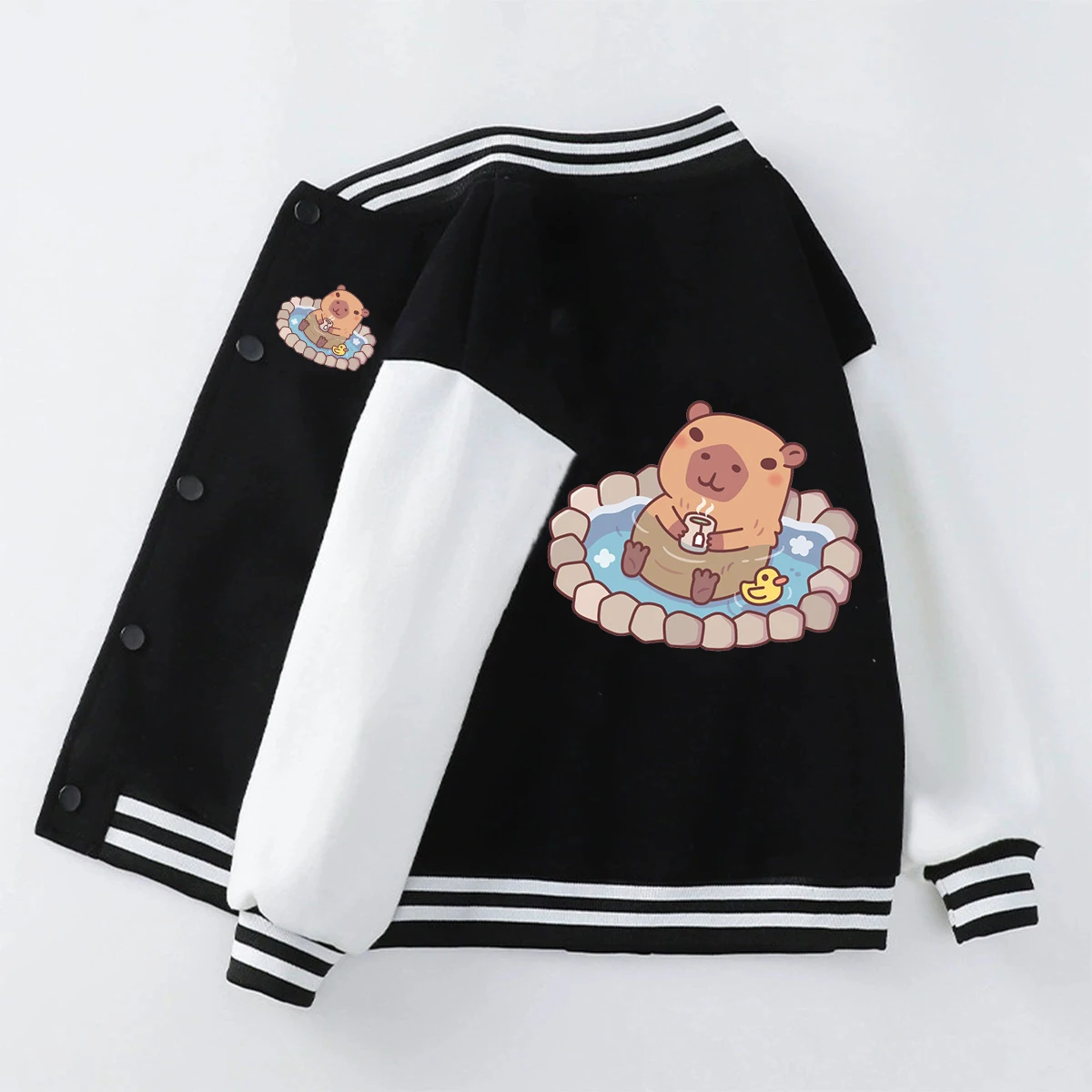 

Funny Capybara Cartoon Print Baseball Uniform Boys Girls Long Sleeve Jacket Coats Cute Capybara Kids Jackets Spring Sportswear
