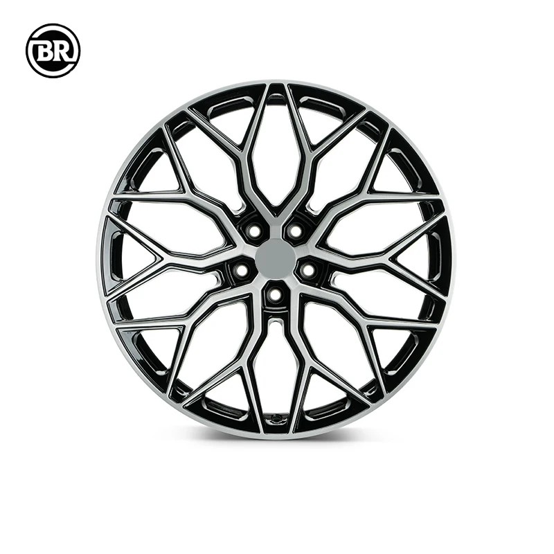 Custom Electroplating Bright Black 18-26 Inch Racing Car Wheels Deep Dish Forged 5*130 Rims With Polished Lip
