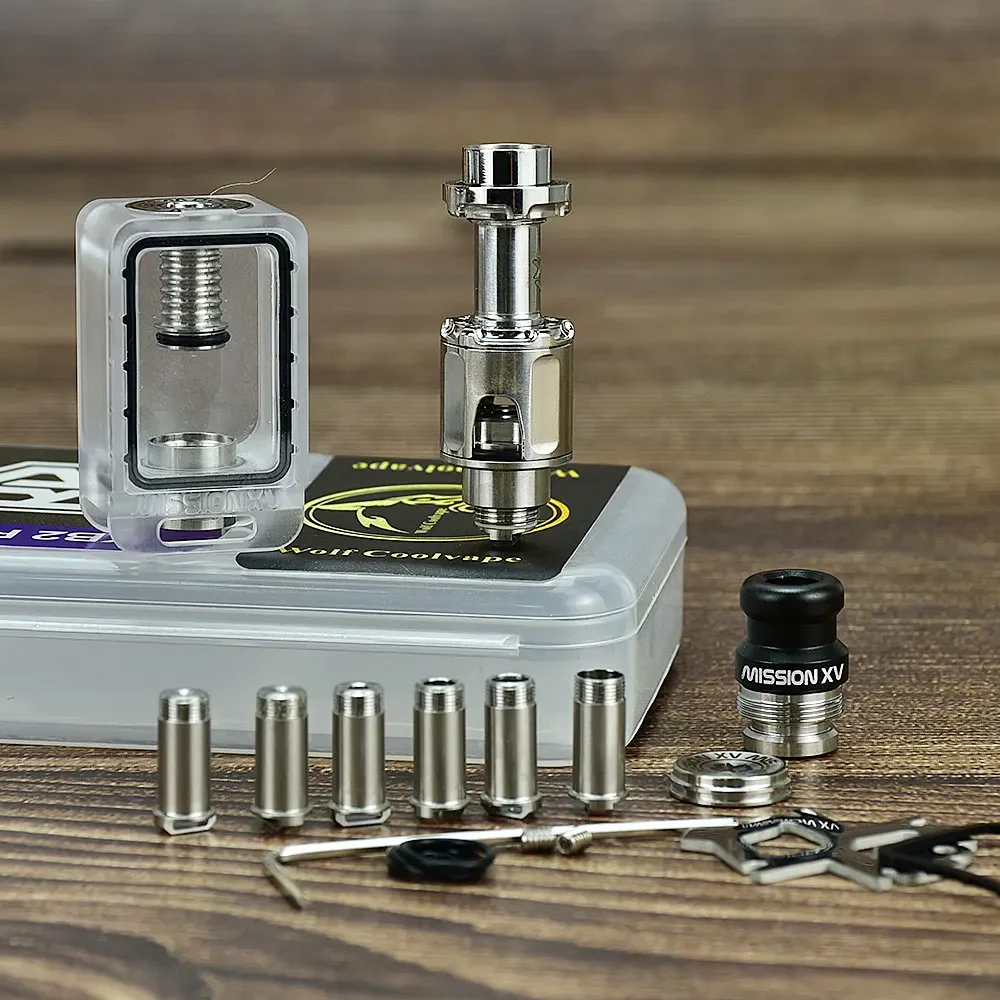 Wolfcoolvape MISSION KB2 Style RBA Tank Kit 316SS PC do modów dotAIO V1 V2 z Air Pins 1.0 do 4.3mm RDA RBA Atomizer
