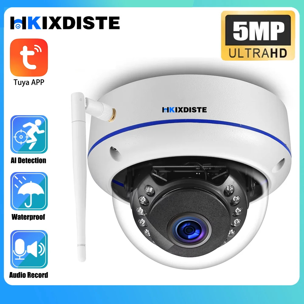 Tuya Fisheye Lens 5MP WIFI Camera 150 Degree IR Night Vision Surveillance Wireless CCTV Indoor Outdoor Security Camera Smartlife