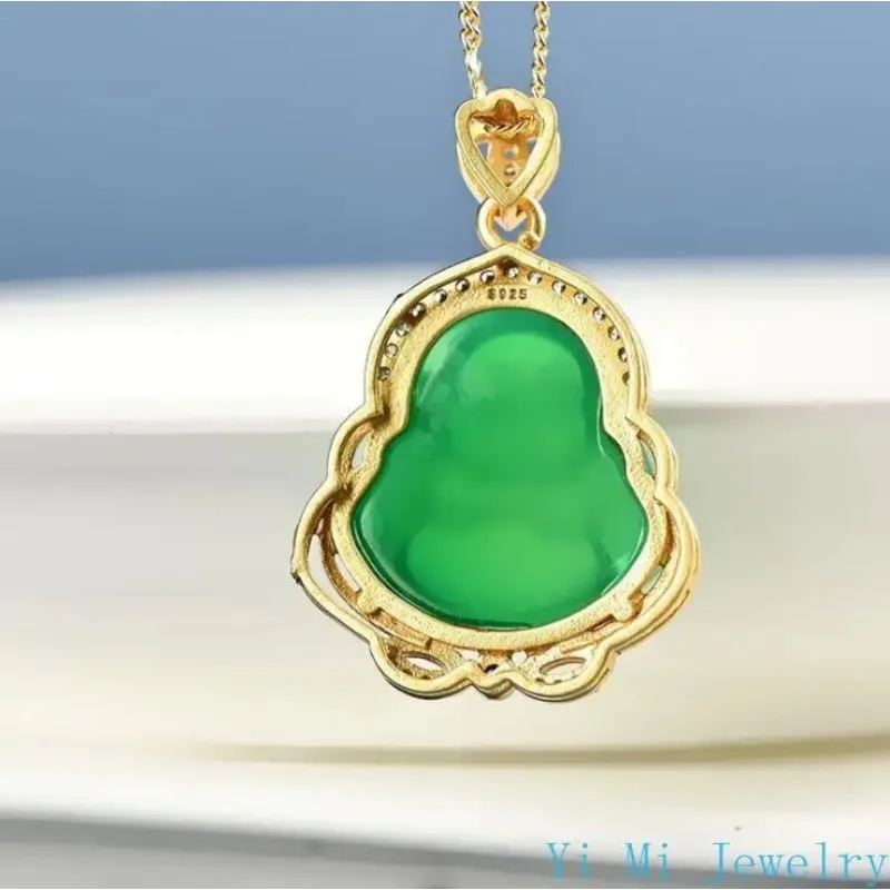Natural Buddha Pendant Necklace for Women Jewelry Zircon Crystal Buddha Necklaces Punk Couple Pendants Jewelry Jade Necklace