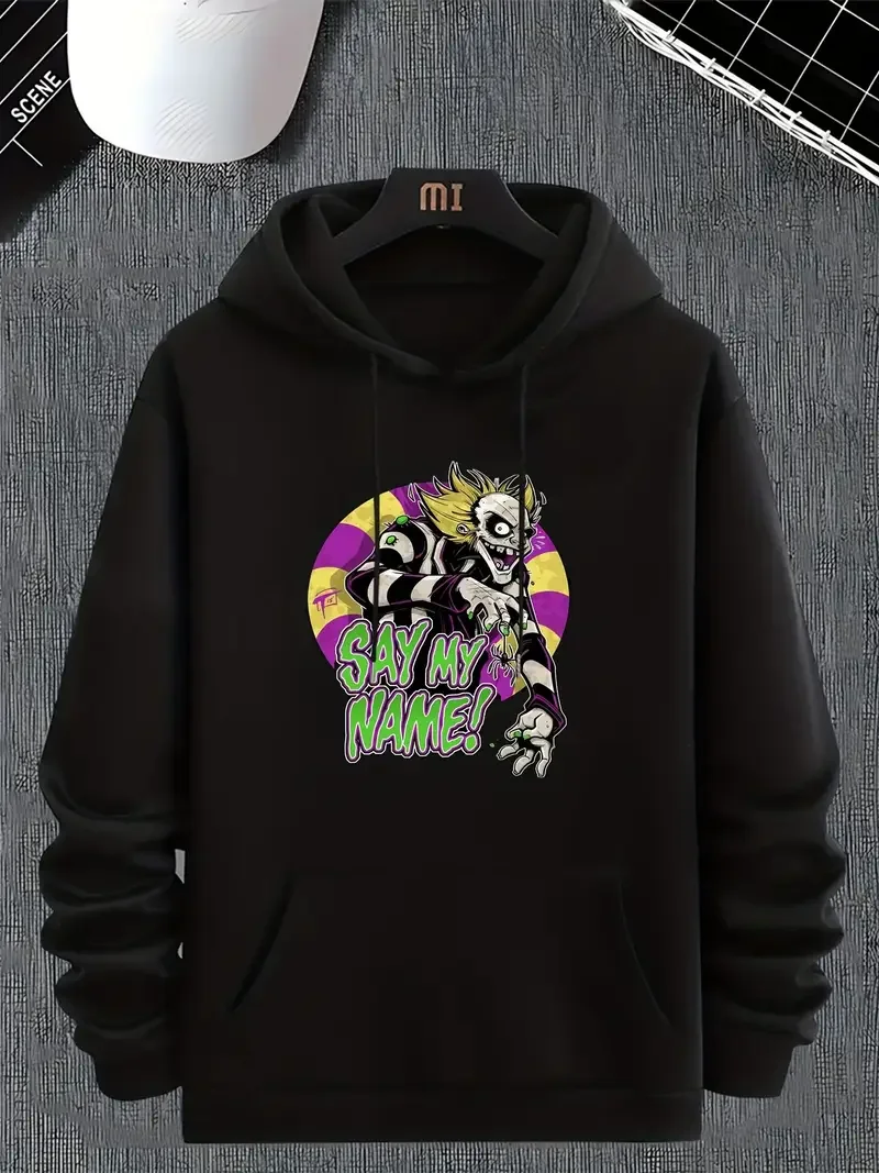 

Толстовка с капюшоном больших размеров на Хэллоуин «Скажи мое имя», модный свитшот с монограммой и принтом, осень-зима, идеальный подарок на праздник