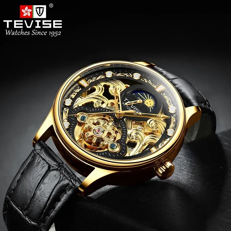 

Man Business Tourbillon Hollow Automatic Mechanical Watch Men Moon Phase Display Glow in The Dark Waterproof Sports Watch