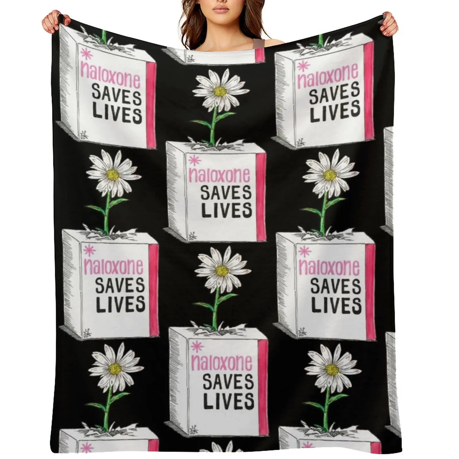 

Narcan/Naloxone Box - Overdose Awareness Throw Blanket Luxury Cute Plaid Plaid Sleeping Bag Blankets