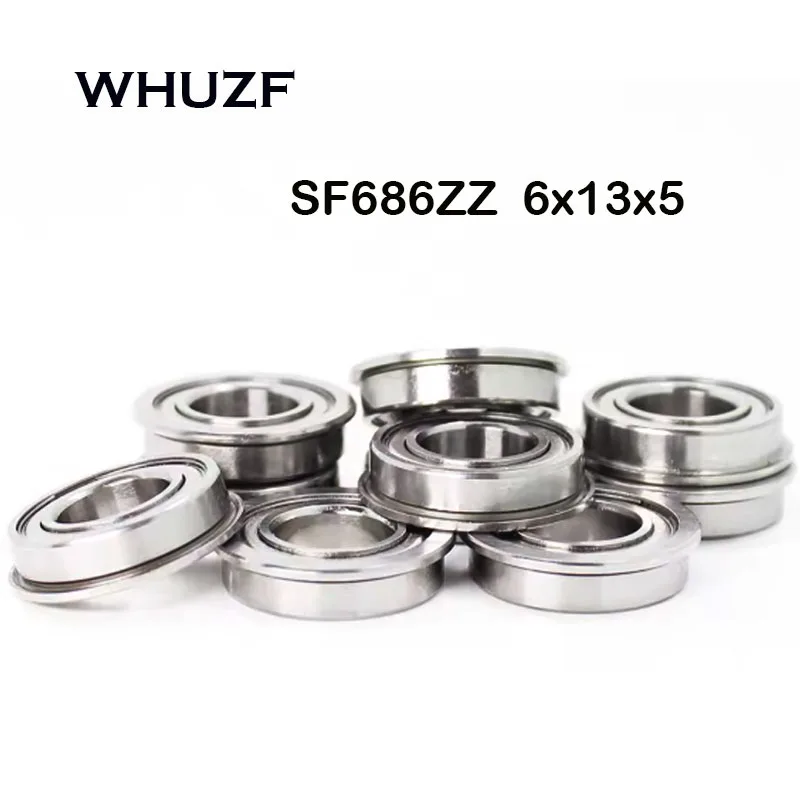 10PCS SF686ZZ 6x13x5mm ABEC-7 Miniature Flange Thin Bearings Stainless Steel Bearing 3D Printer Parts SF686Z Flanged bearings