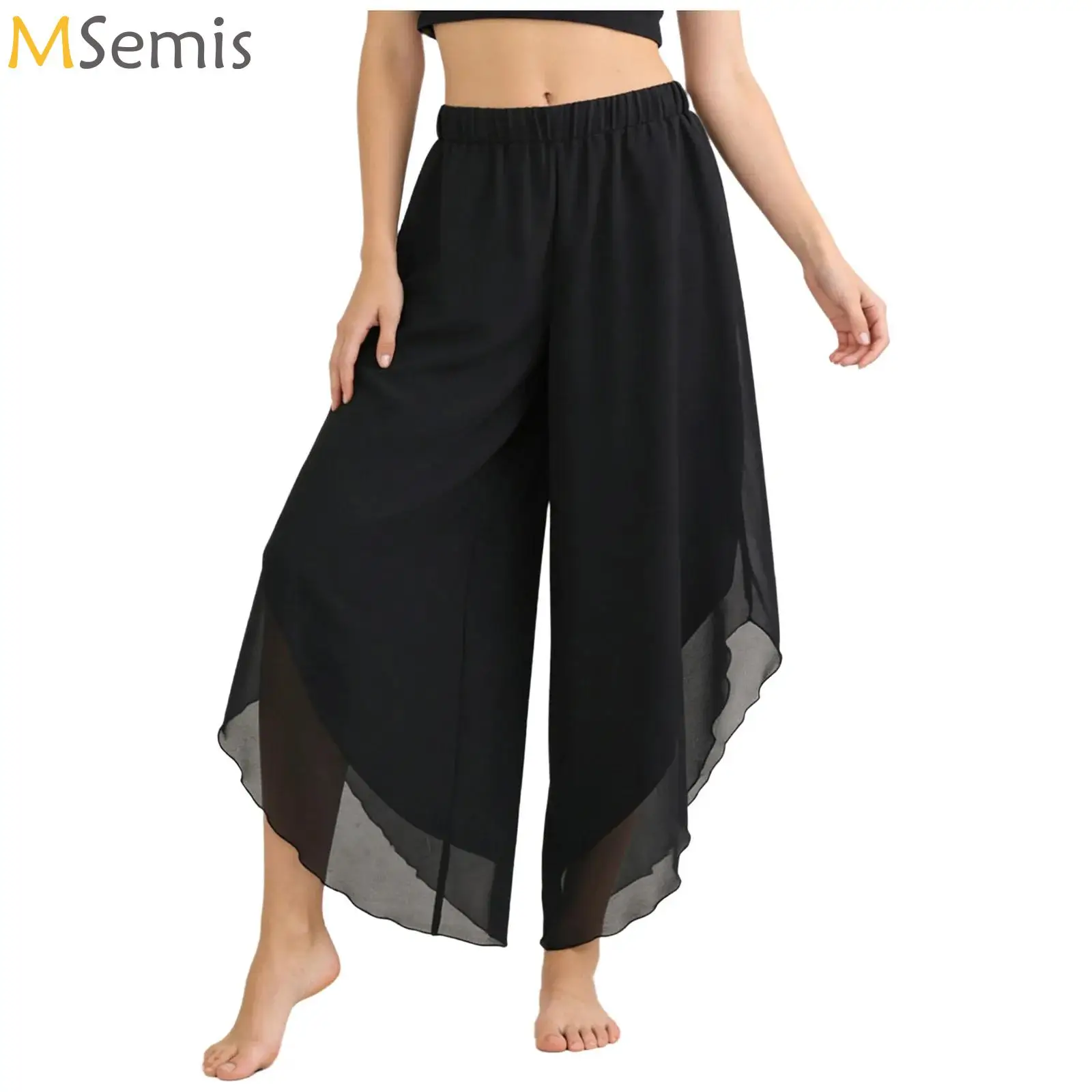 

Modern Dance Pants For Women Mesh Loose Irregular Wide Leg Pants Dancing Trousers Chinese Classical Dance Daily Ladies Yoga Pant