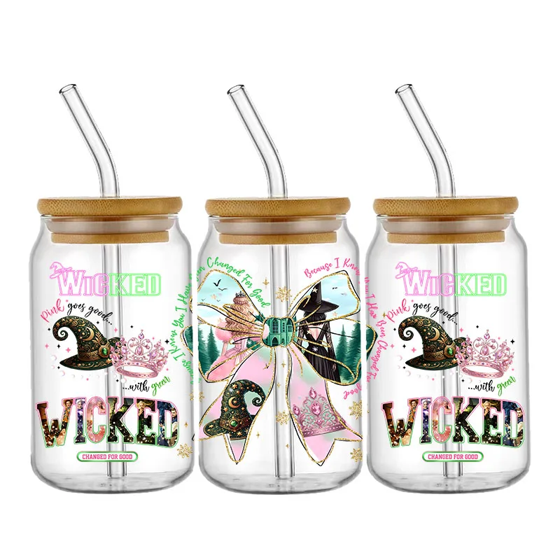 Ariana Magic Wickde Sticker UV DTF Cup Wrap 16oz Sticker Libbey Glas Kan Transfer Sticker Wasbaar Zelfklevende Aangepaste Sticke