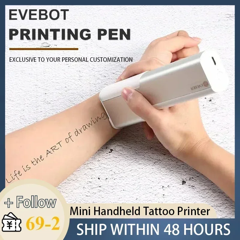 EVEBOT Mini Portable Printer Tattoo Printpen for Men Women Handheld Printer in Skin Custom Pattern Skin Printer Print Machine