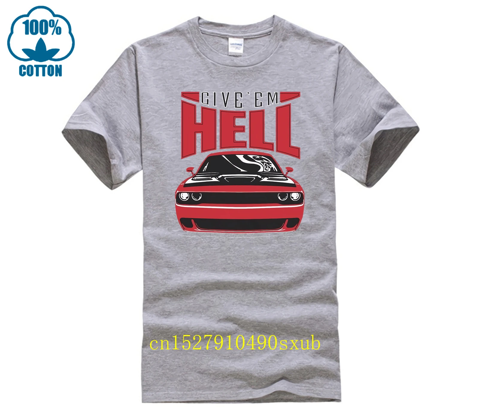 2024 Hot Sale Summer Dodge Challenger Hellcat Give Em Hell High Quality T Shirt American Muscle 100% Cotton for Man Shirts