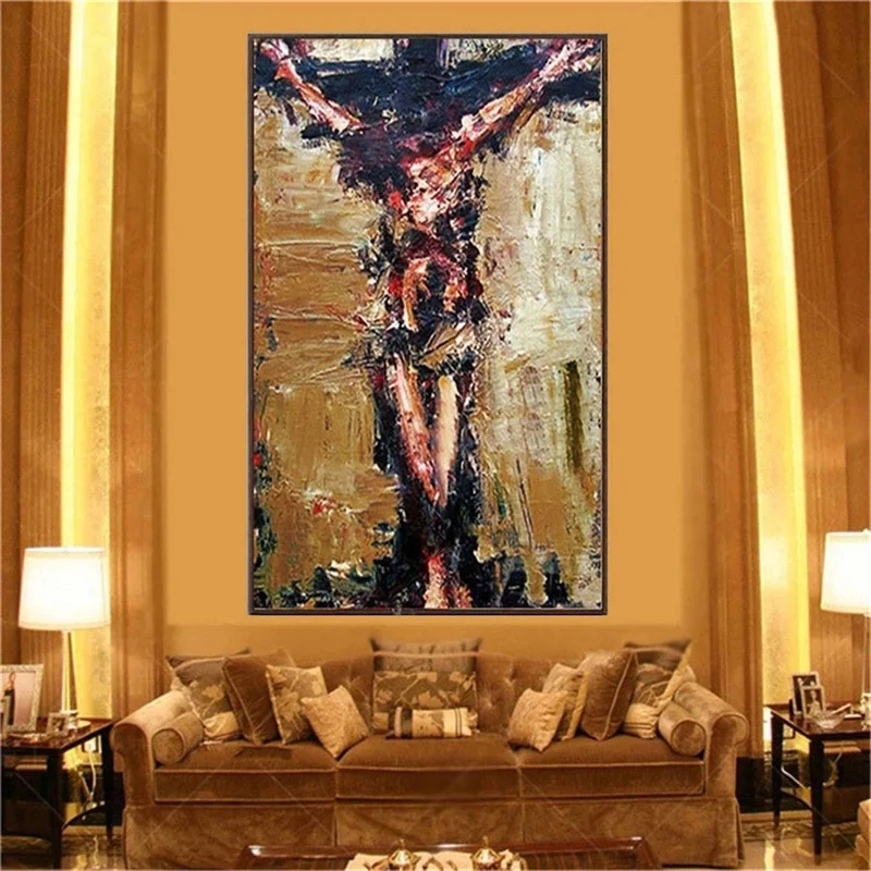 God Christian Crucifixion Jesus on The Cross Posters Pictures Canvas Wall Print Home Decor Paintings for Living Room Decoration