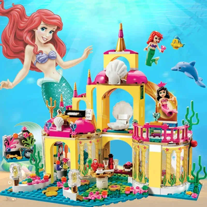 Kawaii Princess Magical Castle Set Little Mermaid Frozen Elsa Building Block Puzzle Exercise Hand Brain Coordination For Kid Toy