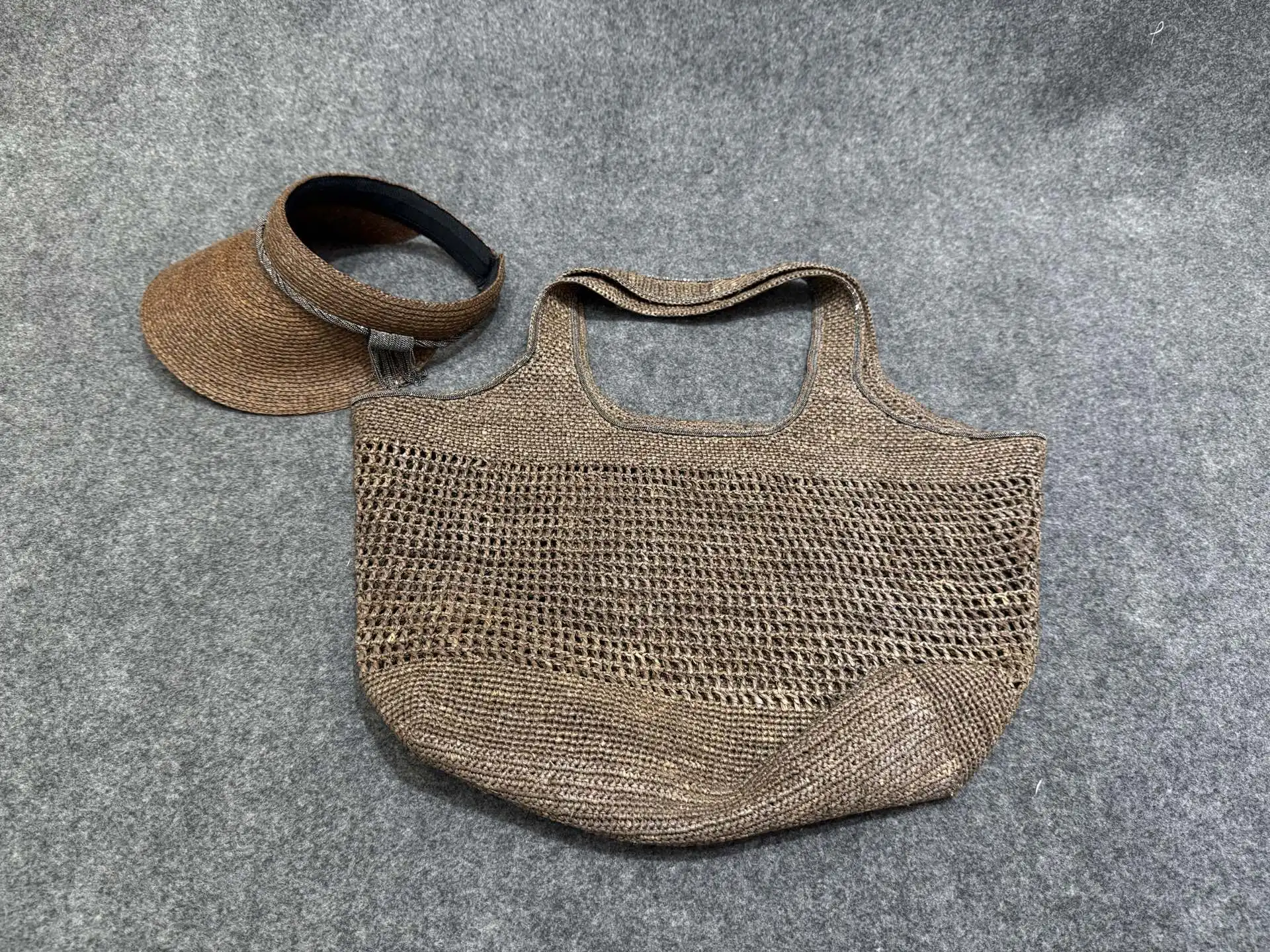 

Simple And Versatile Handmade Raffia Woven One-Shoulder Fashionable And Casual Hollow Straw Bag + Hat For Women
